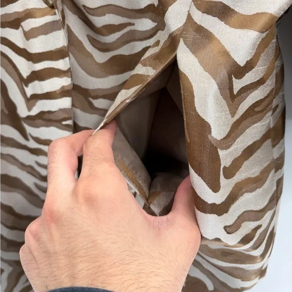 Kasper Zebra Print dressy Coat Jacket Women’s Brown Beige 3/4 Sleeve size 14 - Picture 6 of 14